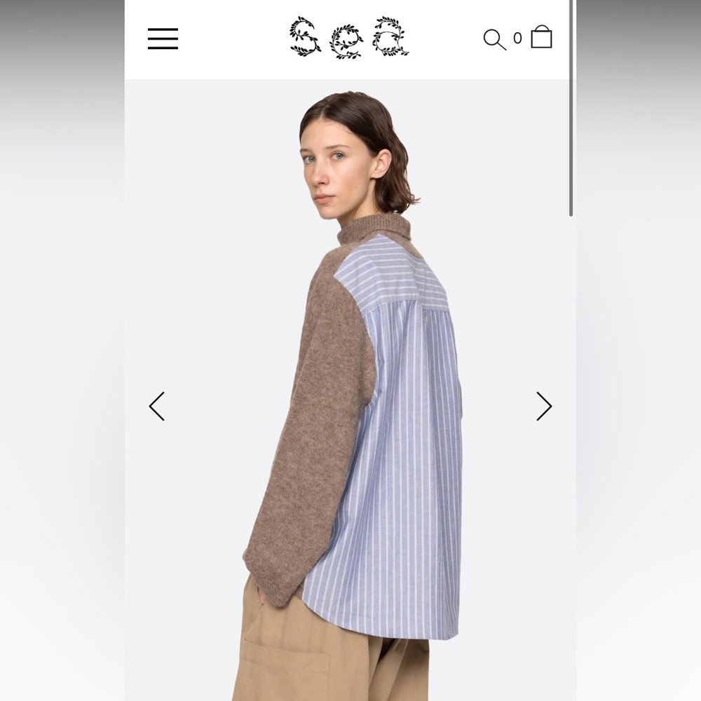 NWT! SEA NEW YORK Camel Mallory Combo Knit Turtleneck Sweater M